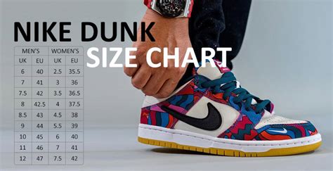 nike dunks size chart